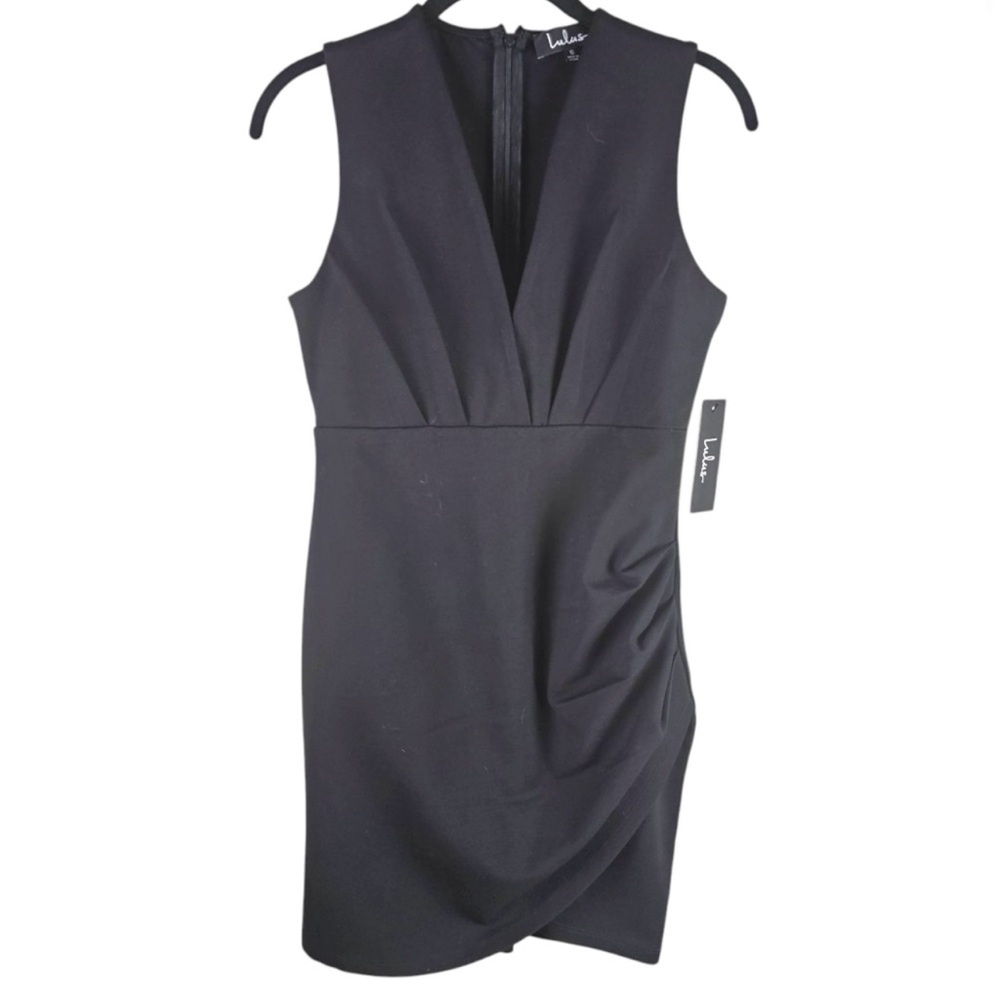 Lulu's Elegant Black Sleeveless Tulip Mini Dress - Picture 2 of 7